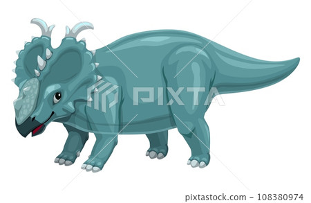 Pachyrhinosaurus dinosaur cartoon character. Extinct lizard, prehistoric animal or paleontology dinosaur vector cheerful personage. Jurassic era reptile character or Pachyrhinosaurus happy mascot Pachyrhinosaurus dinosaur cartoon character. Extinct lizard, prehistoric animal or paleontology dinosaur vector cheerful personage. Jurassic era reptile character or Pachyrhinosaurus happy mascot 108380974