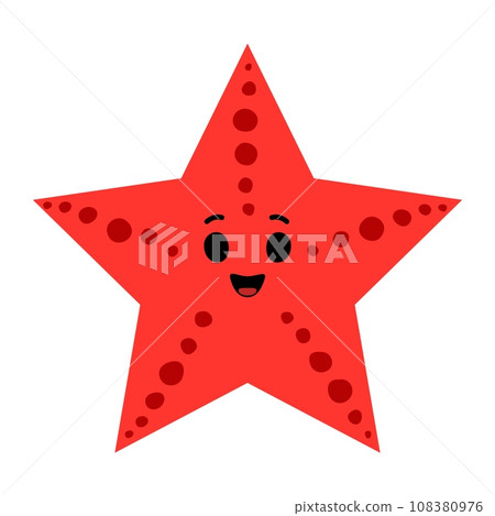 Cartoon starfish animal character with math shape. Ocean bottom life personage geometric form sticker, sea animal character math vector figure or child education basic shape with funny starfish Cartoon starfish animal character with math shape. Ocean bottom life personage geometric form sticker, sea animal character math vector figure or child education basic shape with funny starfish 108380976
