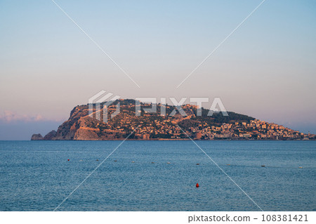 Beautiful sunrise scene on Alanya beach 108381421