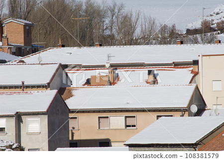 Buildings covered with snow. Buildings covered with snow. 108381579