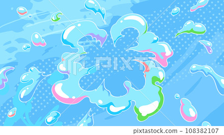 Background illustration of colorful water splashes spreading round Background illustration of colorful water splashes spreading round 108382107