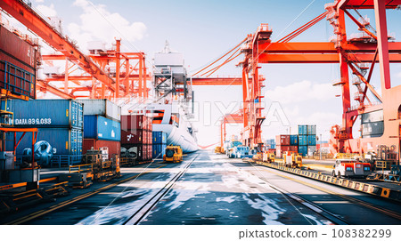 Sea cargo transportation, Transportation of general cargo at the port terminal. Loading and unloading various cargoes 108382299