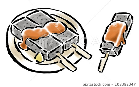Konjac miso dengaku brush touch illustration Konjac miso dengaku brush touch illustration 108382347