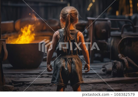 Blacksmith strong girl forge. Molten worker. Generate Ai 108382579