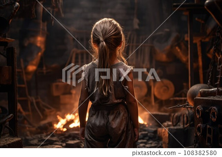 Blacksmith working flame forge. Craft heat. Generate Ai 108382580