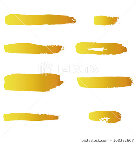 日式素材插圖集用畫筆向量繪製的金色線條 108382607