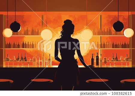 Bartender woman draft bar. People liquid. Generate Ai 108382615
