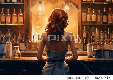 Bartender sexy woman bar. Cocktail female. Generate Ai 108382616