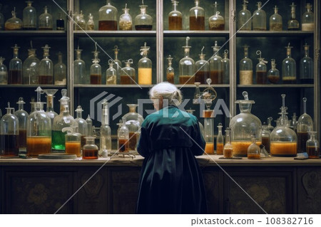 Old woman chemist. Data study laboratory. Generate Ai Old woman chemist. Data study laboratory. Generate Ai 108382716