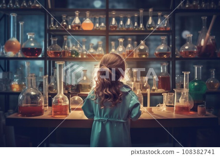 School lesson chemist child. Discovery chemical laboratory. Generate Ai School lesson chemist child. Discovery chemical laboratory. Generate Ai 108382741