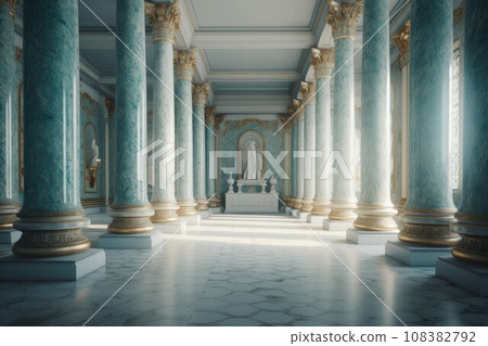 Column ancient hall. Old building temple. Generate Ai 108382792