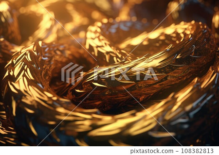 Wavy gold tangled fantasy. Gift ribbon. Generate Ai Wavy gold tangled fantasy. Gift ribbon. Generate Ai 108382813