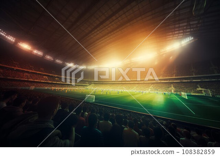 Soccer stadium inside. Sport grass team. Generate Ai 108382859