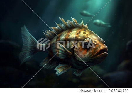 Marine fish colorful dark. Water tropical. Generate Ai 108382961