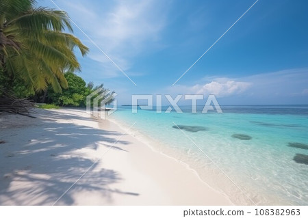 Maldives ocean sand beach. Resort vacation. Generate Ai 108382963