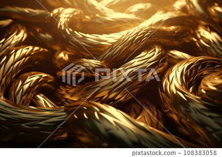 Wavy gold tangled. Curve decoration. Generate Ai 108383058