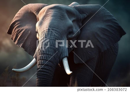 Elephant closeup. Africa travel park. Generate Ai 108383072