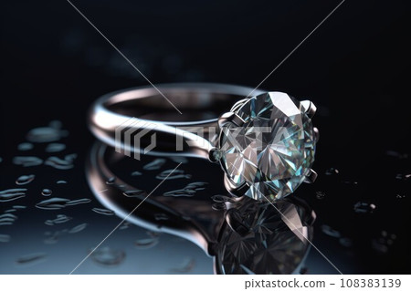 Diamond ring closeup. Crystal carat. Generate Ai Diamond ring closeup. Crystal carat. Generate Ai 108383139