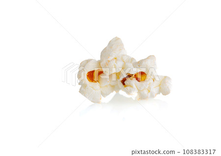 popcorn macro on a white background popcorn macro on a white background 108383317