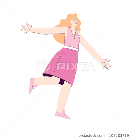 Happy Woman Character Rejoicing and Cheering Vector Illustration Happy Woman Character Rejoicing and Cheering Vector Illustration 108383719