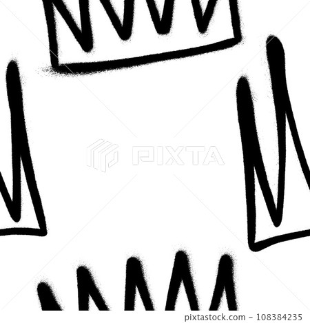 Seamless pattern of sprayed crown with overspray in black over white. Vector illustration template 108384235
