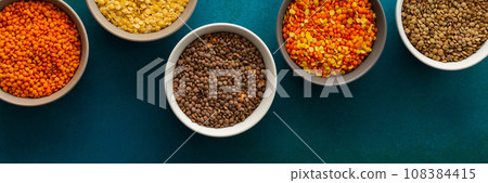 Multi colored lentils 108384415
