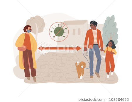 Business meeting during sick leave isolated concept vector illustration. Social distancing, prevent virus spread, self protection measures, distance working, home office vector concept. 108384633