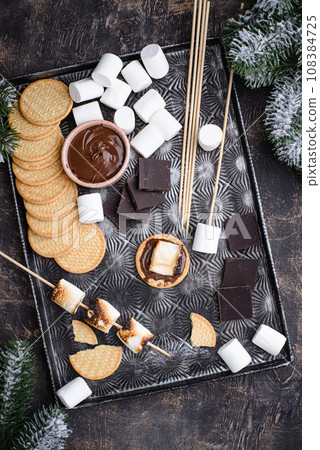 Smores with marshmallow, chocolate and crackers Smores with marshmallow, chocolate and crackers 108384725