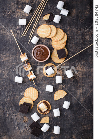 Smores with marshmallow, chocolate and crackers Smores with marshmallow, chocolate and crackers 108384742