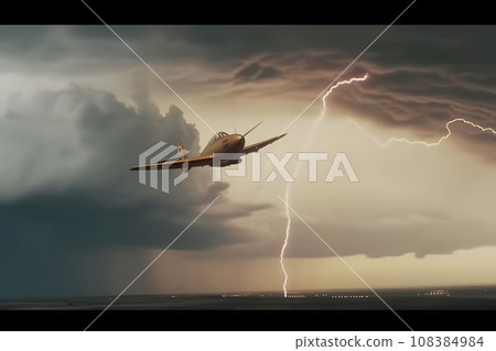Military aircraft at war. Neural network AI generated art 108384984
