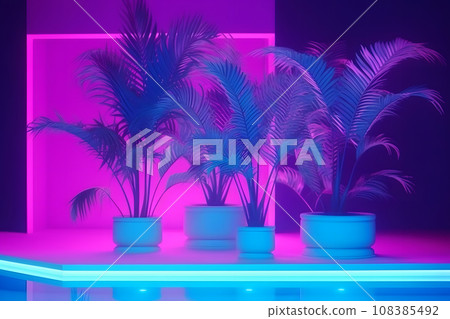 swimming pool retrowave neon aesthetic. Neural network AI generated art 108385492