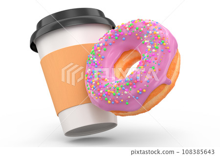 Paper coffee cup for cappuccino, americano, espresso, mocha, latte on white 108385643