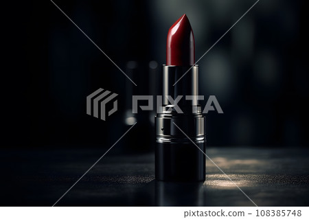 Lipstick on a black background. Neural network AI generated art 108385748