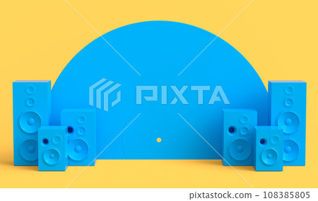 Set of Hi-fi speakers with loudspeakers for sound recording studio on monochrome 108385805