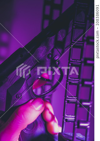 Pistol gun artistic photo book cover design 108386091