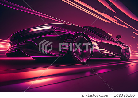 Futuristic retro wave synth wave car. Neural network AI generated art Futuristic retro wave synth wave car. Neural network AI generated art 108386190