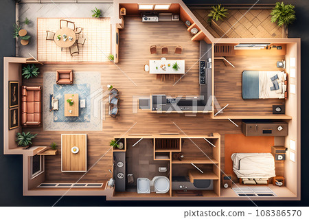 Plan of an apartment or house. Interior Design. Neural network AI generated art 108386570