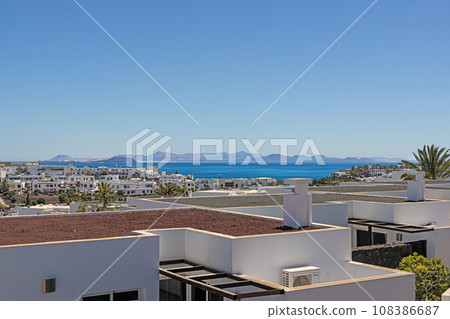 Panorama picture over Playa Blanca vacation village in Lanzarote 108386687