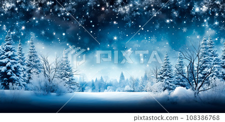 Festive xmas illustrative style magic night scene 108386768