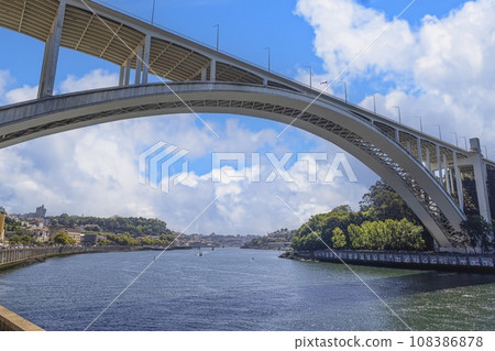Image of the bridge Ponte da Arrabida over the Douro river near Porto Image of the bridge Ponte da Arrabida over the Douro river near Porto 108386878