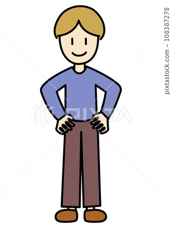 一個男人雙手叉腰大笑的插圖 一個男人雙手叉腰大笑的插圖 108387278