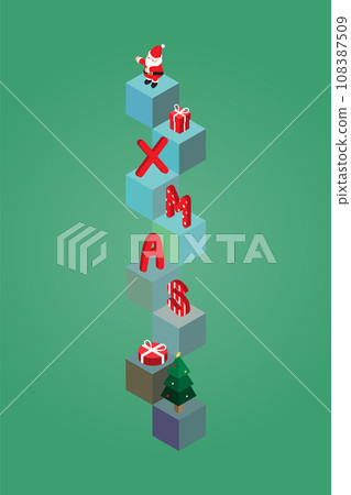 isometric Christmas banner template promotion for advertising with santa 108387509