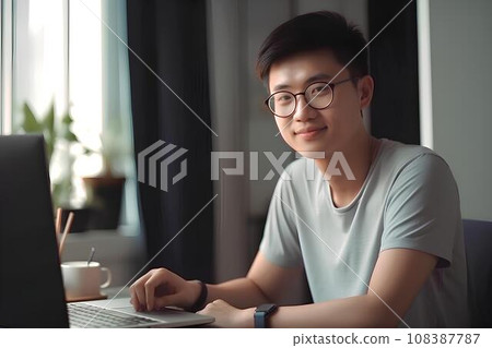 Man working on a computer, AI generated 108387787