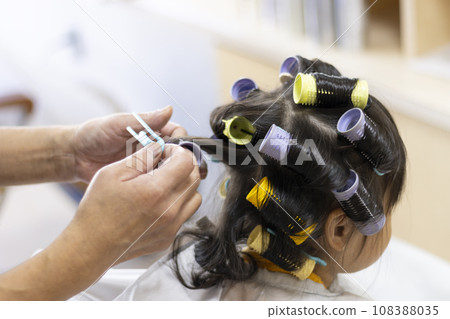 Girl with hair curlers (3 years old, Japanese, faceless) Girl with hair curlers (3 years old, Japanese, faceless) 108388035