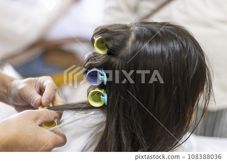 Girl with hair curlers (3 years old, Japanese, faceless) Girl with hair curlers (3 years old, Japanese, faceless) 108388036