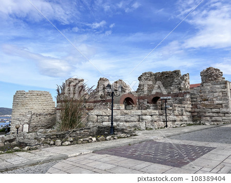 Entrance view in Nessebar Bulgaria near Sunny beach in autumn Entrance view in Nessebar Bulgaria near Sunny beach in autumn 108389404