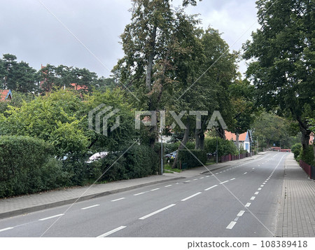 Alone street no people in Nida, Neringa, Lithuania summer 108389418