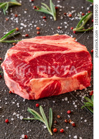Uncooked rib eye steak 108389610