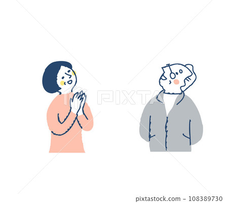 Senior couple rejoicing while looking upwards 108389730