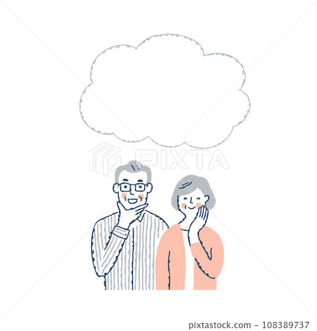 微笑的年長夫婦與演講泡泡 108389737